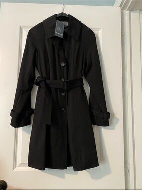 Johnston & Murphy Black Women's Trench Coat with Belted Waist